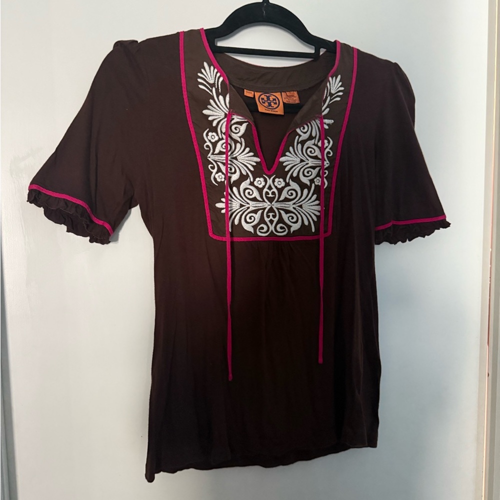 Tory Burch Brown Embroidered Women's Top